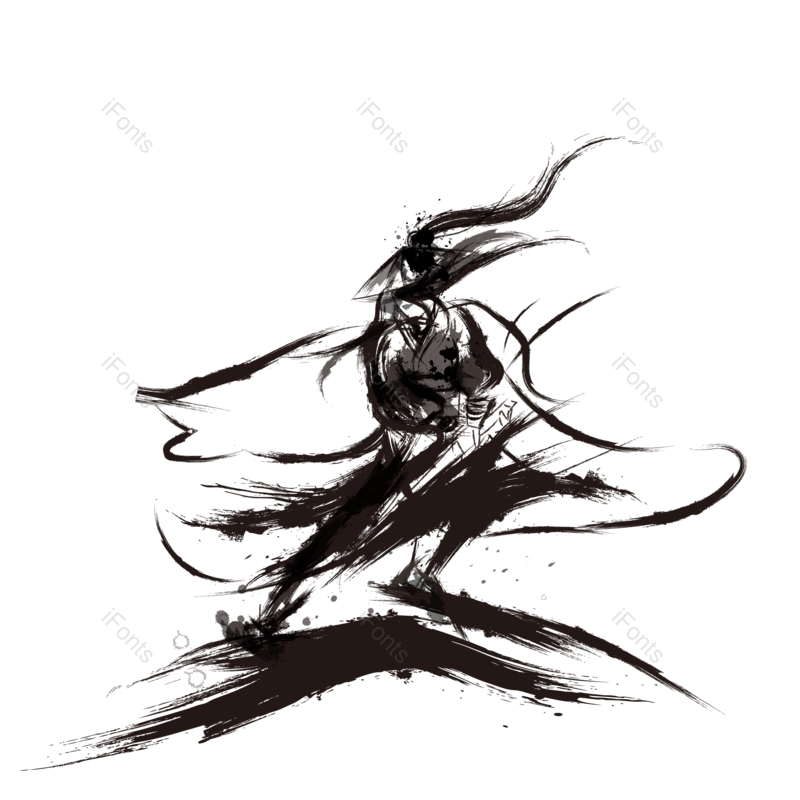 水墨图片,中国风元素,古风人物PNG,剪影免抠素材